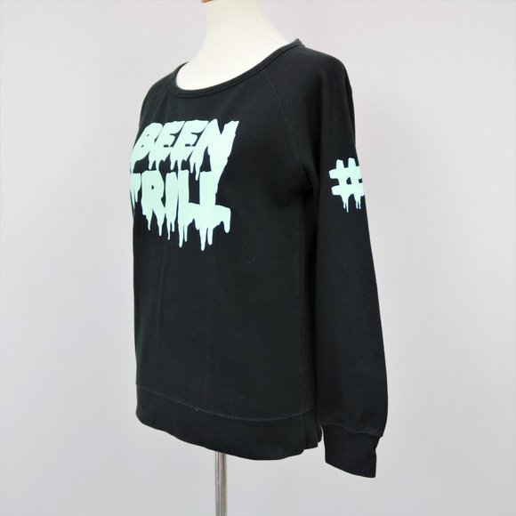 Been Trill Mall Ratz Black and Aqua Drip Logo Sweatshirt Women’s Size S - Picture 4 of 12